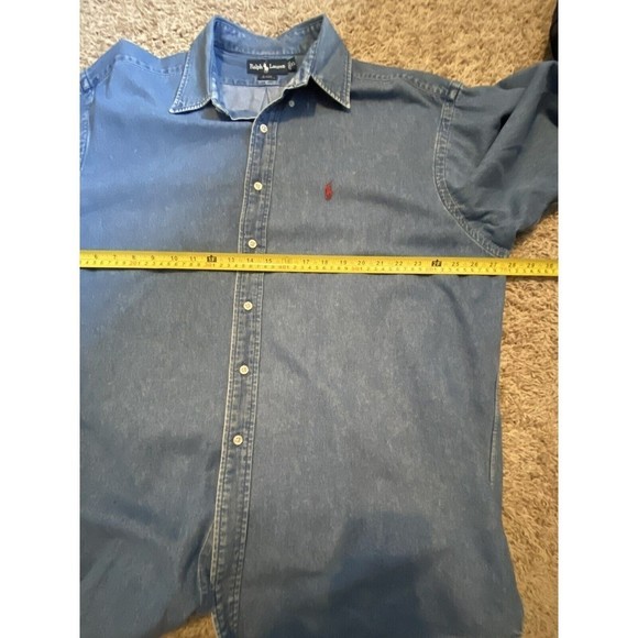 RALPH Lauren Shirt Blaire Cotton Men’s Denim Shirt Size XL Blue Long Sleeve - Picture 5 of 8